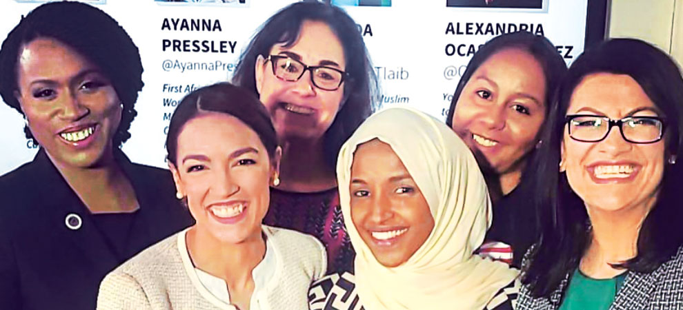 Congresswomen-Elect Ayanna Pressley of Massachusetts (far left), Alexandria Ocasio-Cortez of New York (second left), Ilhan Omar of Minnesota (center), and Rashida Tlaib of Michigan (right) are among incoming House representatives