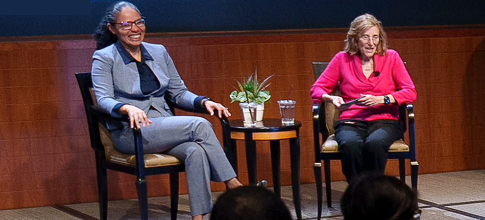 Dr. Hightower (left) and MMS President Barbara S. Spivak, MD (right)